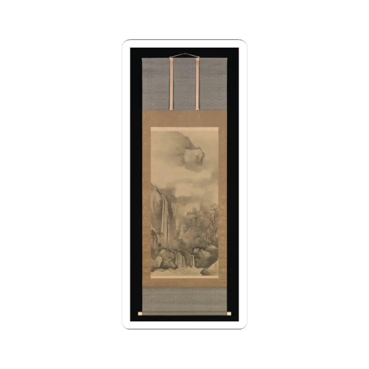 Tani Bunchō - Landscape with Waterfall - 1828 v2 - STICKER Vinyl Kiss-Cut Decal