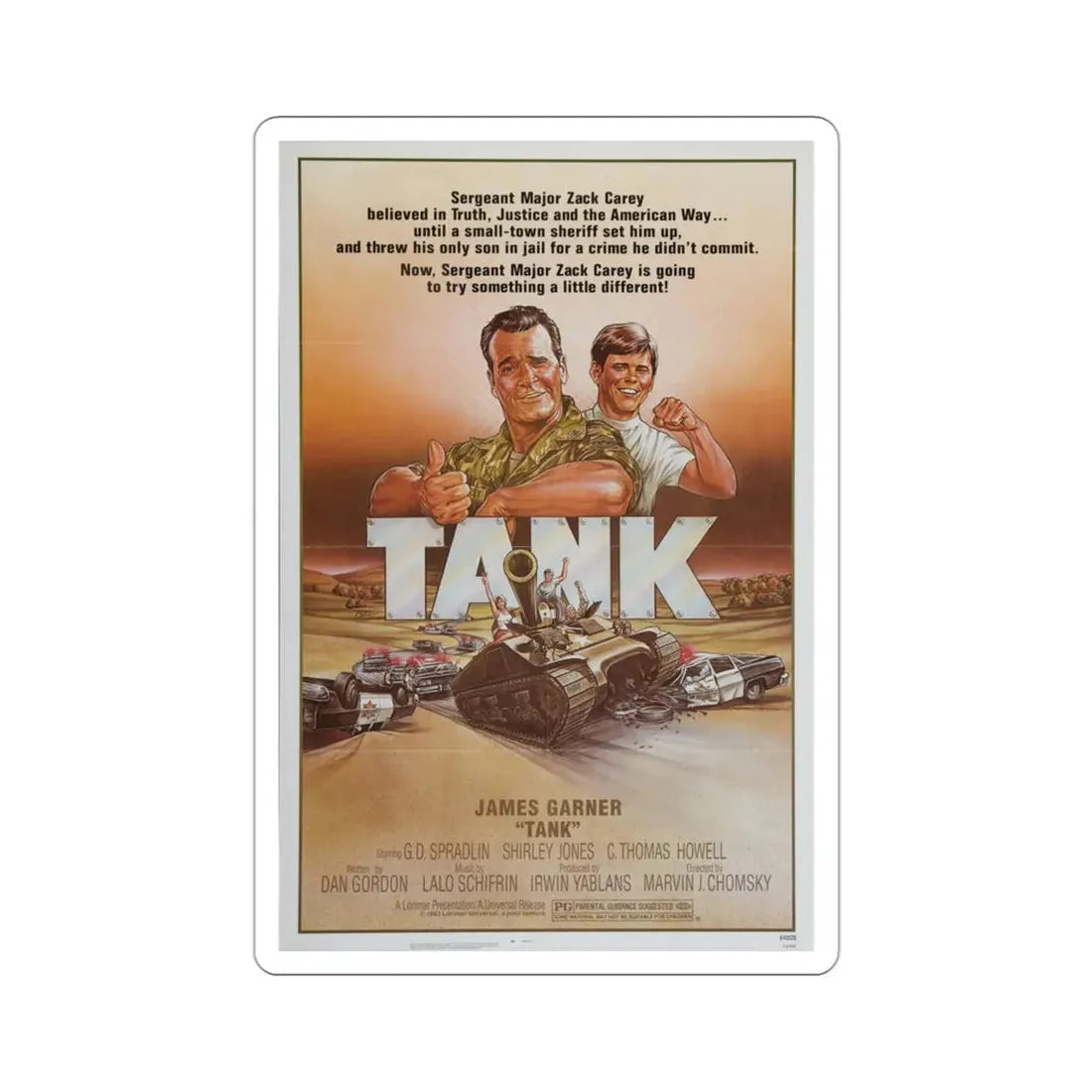 Tank 1984 Movie Poster STICKER Vinyl Die-Cut Decal 3 Inch - The Sticker Space