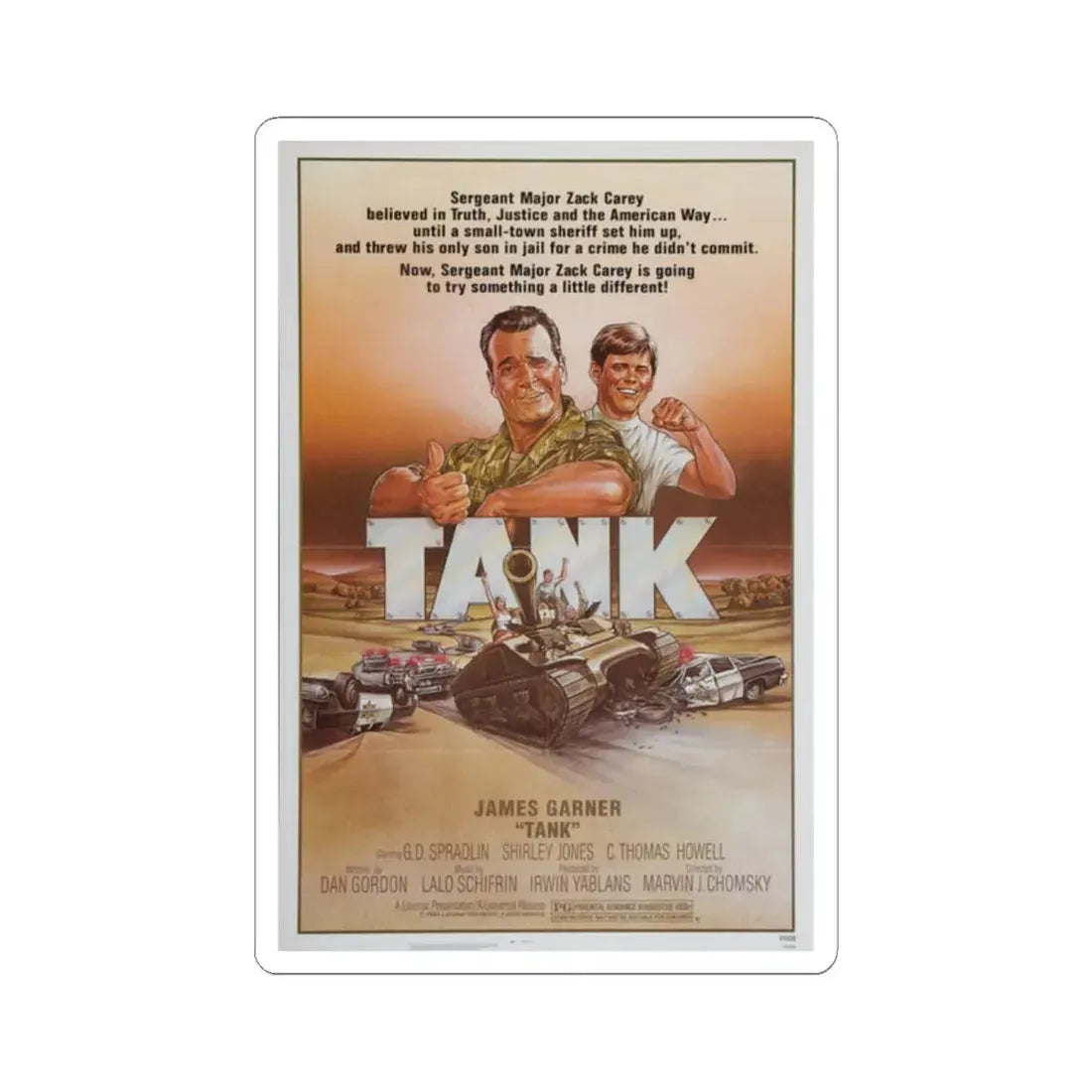 Tank 1984 Movie Poster - STICKER Vinyl Kiss-Cut Decal 2 Inch White - The Sticker Space