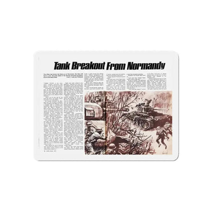 Tank Breakout From Normandy, Adam magazine, March 1973 (Magazine Illustration) Refrigerator Magnet 4 Inch Die-Cut - The Sticker Space