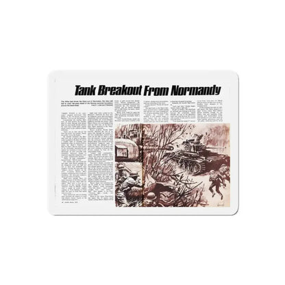 Tank Breakout From Normandy, Adam magazine, March 1973 (Magazine Illustration) Refrigerator Magnet 6 Inch Die-Cut - The Sticker Space