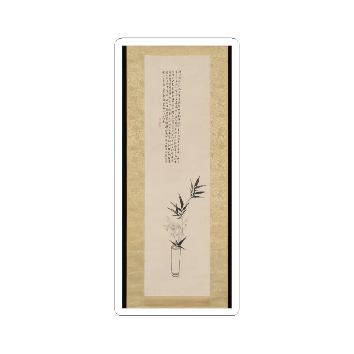 Tanomura Chikuden - Orchid and Bamboo in a Vase - 1823 v1 - STICKER Vinyl Kiss-Cut Decal