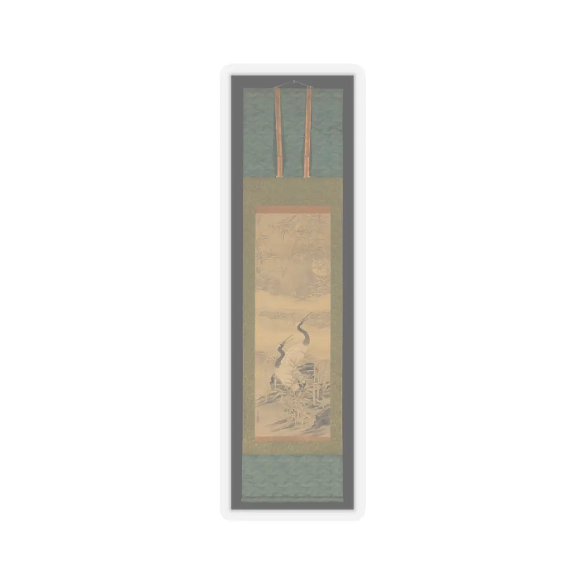 Tanomura Chikuden 田能村竹田 - Pair of Cranes in Bamboo Grove - ca. early 1830s v2 - STICKER Vinyl Kiss-Cut Decal