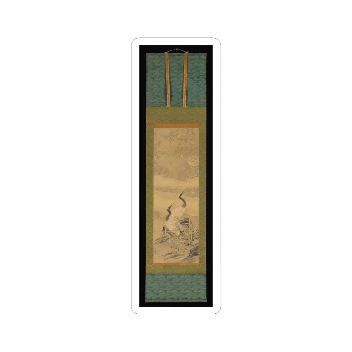Tanomura Chikuden 田能村竹田 - Pair of Cranes in Bamboo Grove - ca. early 1830s v2 - STICKER Vinyl Kiss-Cut Decal