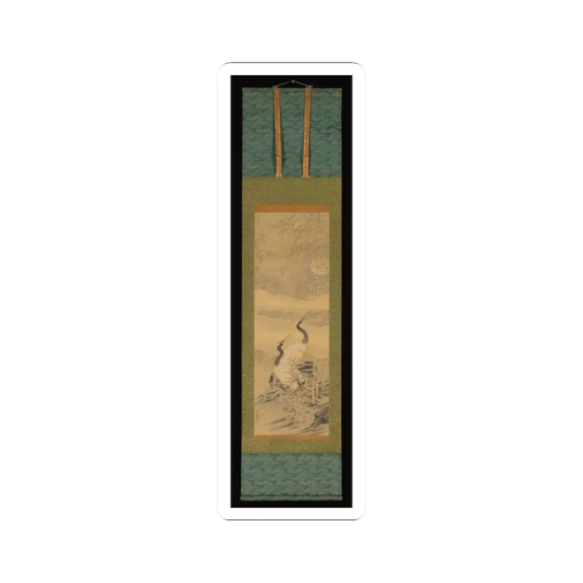 Tanomura Chikuden 田能村竹田 - Pair of Cranes in Bamboo Grove - ca. early 1830s v2 - STICKER Vinyl Kiss-Cut Decal