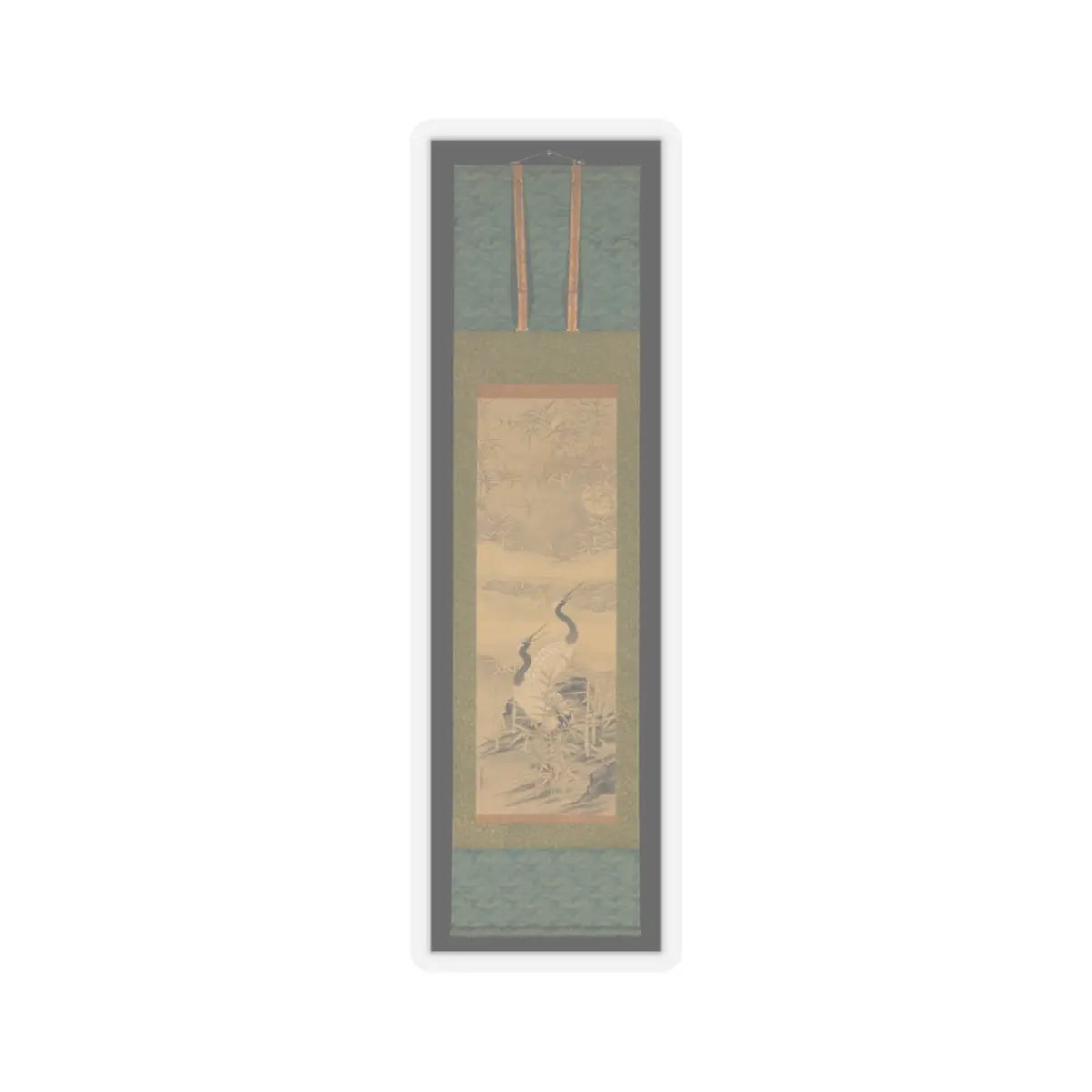 Tanomura Chikuden 田能村竹田 - Pair of Cranes in Bamboo Grove - ca. early 1830s v2 - STICKER Vinyl Kiss-Cut Decal