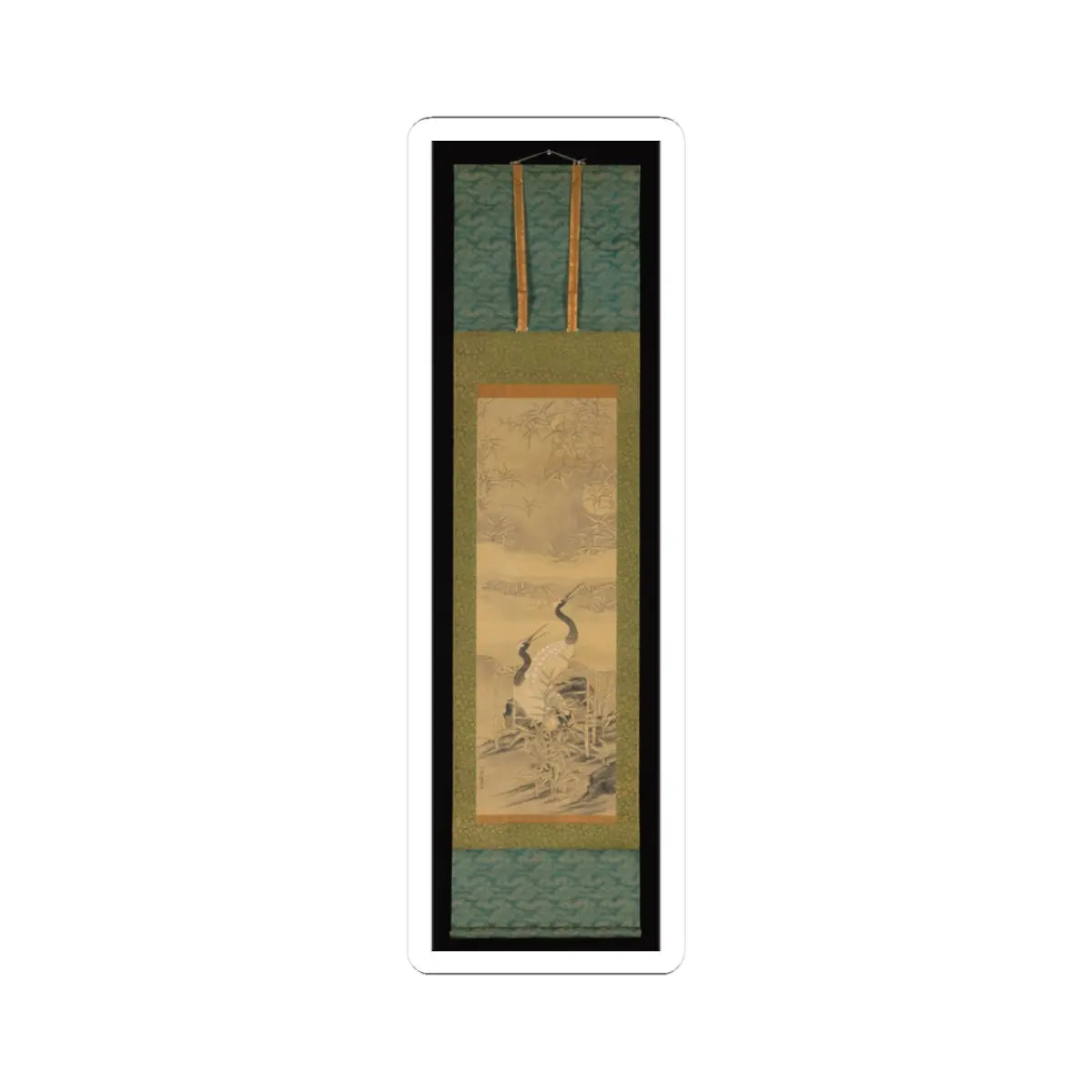 Tanomura Chikuden 田能村竹田 - Pair of Cranes in Bamboo Grove - ca. early 1830s v2 - STICKER Vinyl Kiss-Cut Decal