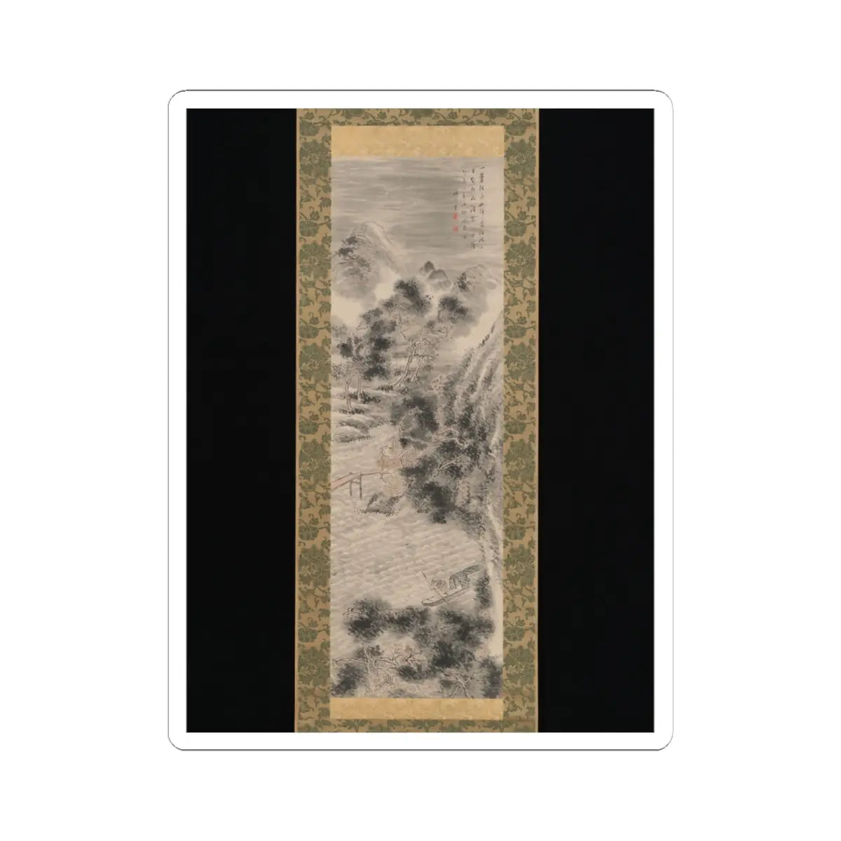 Tanomura Chikuden - Rainstorm over a River Village - late 18th–early 19th century v1 - STICKER Vinyl Kiss-Cut Decal