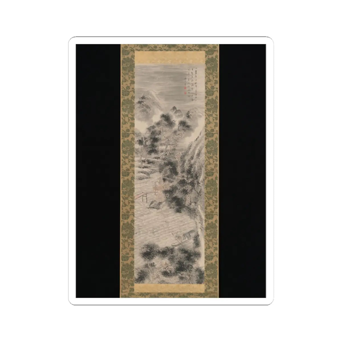 Tanomura Chikuden - Rainstorm over a River Village - late 18th–early 19th century v1 - STICKER Vinyl Kiss-Cut Decal