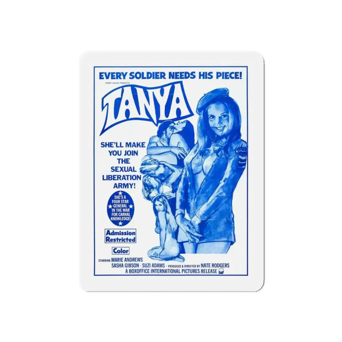 TANYA 1976 Movie Poster - Refrigerator Magnet 3 Inch Die-Cut - The Sticker Space