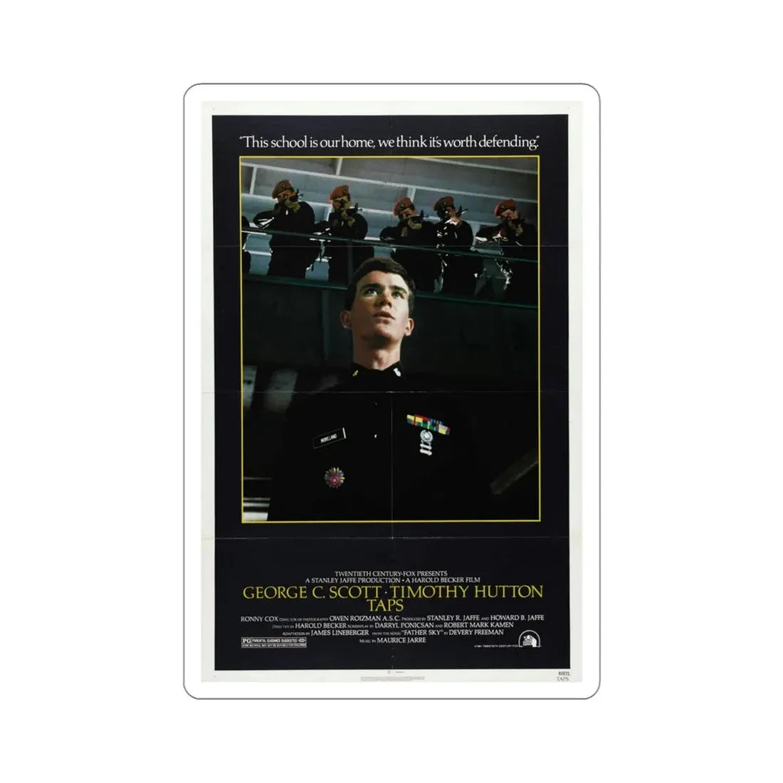 Taps 1981 Movie Poster STICKER Vinyl Die-Cut Decal 4 Inch - The Sticker Space