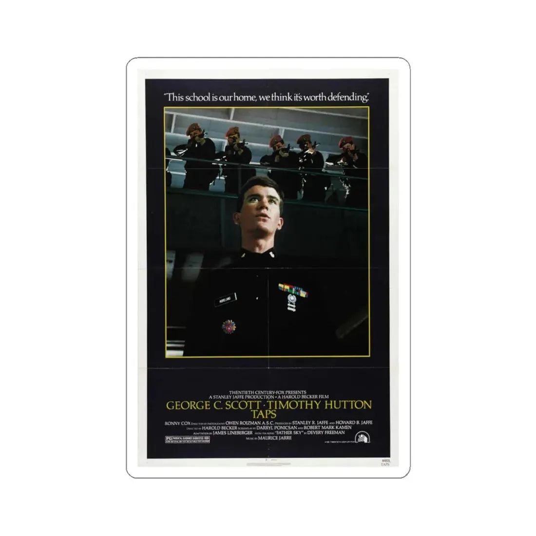 Taps 1981 Movie Poster - STICKER Vinyl Kiss-Cut Decal 4 Inch White - The Sticker Space