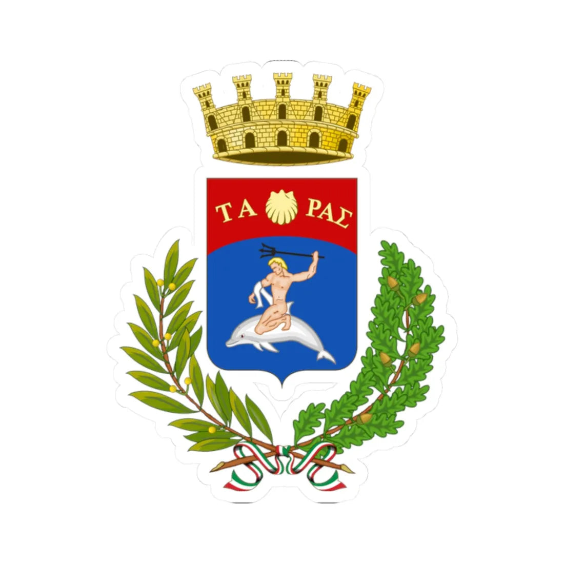 Taranto-Stemma (Italy) (Coat of Arms) STICKER Vinyl Kiss-Cut Decal 2 Inch White - The Sticker Space