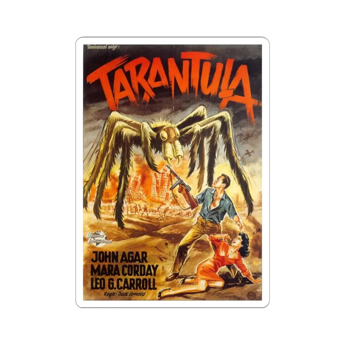 TARANTULA (GERMAN) 1955 Movie Poster - STICKER Vinyl Kiss-Cut Decal 6 Inch White - The Sticker Space