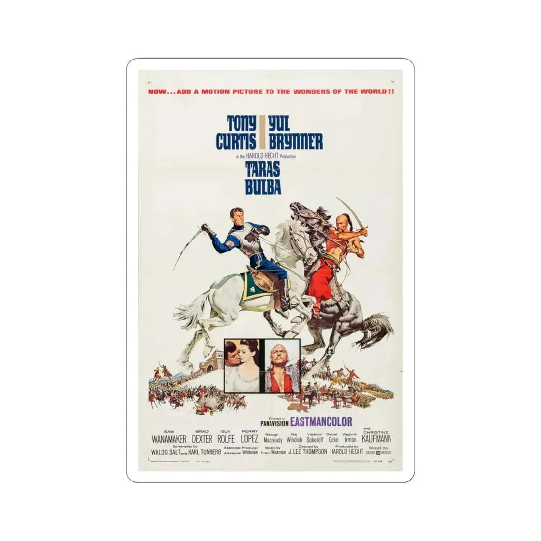 Taras Bulba 1962 Movie Poster - STICKER Vinyl Kiss-Cut Decal 4 Inch White - The Sticker Space