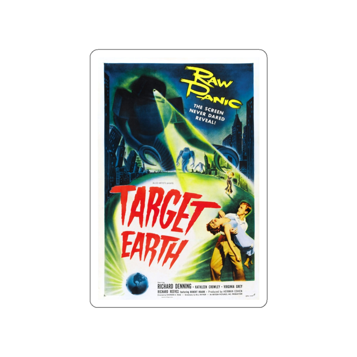 TARGET EARTH 1954 Movie Poster STICKER Vinyl Die-Cut Decal-White-The Sticker Space