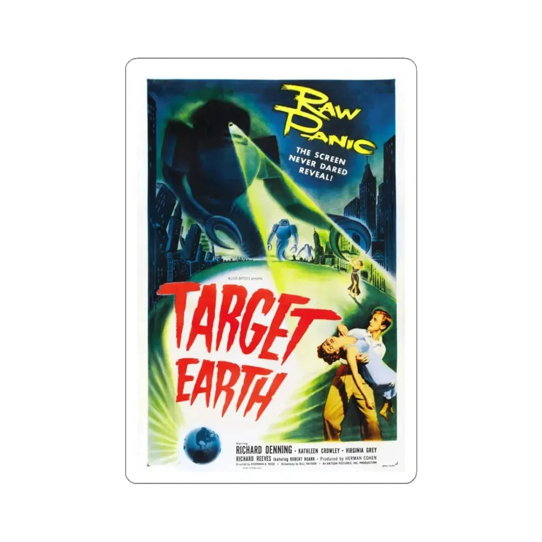 TARGET EARTH 1954 Movie Poster - STICKER Vinyl Kiss-Cut Decal 3 Inch White - The Sticker Space