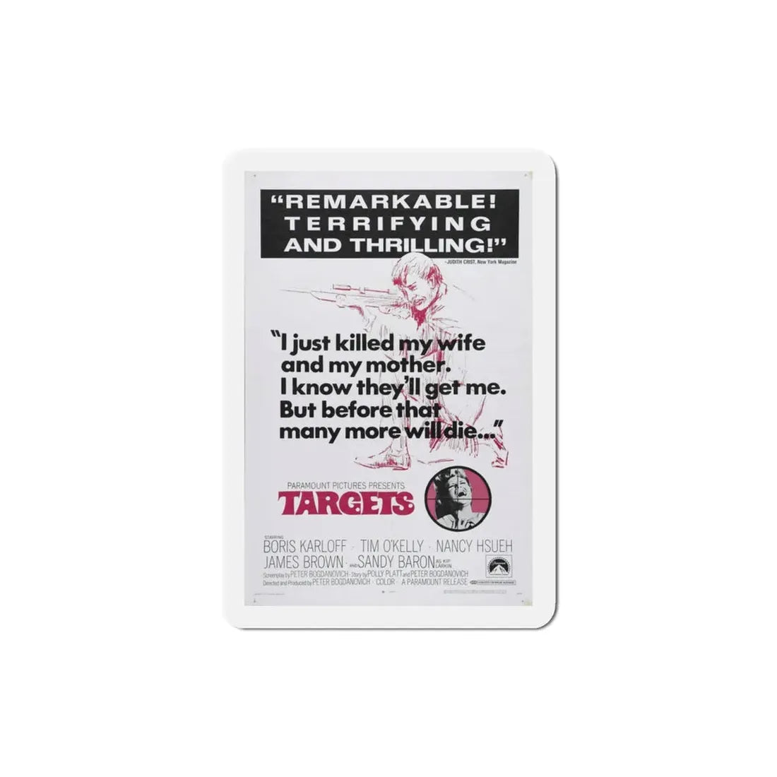Targets 1968 Movie Poster Refrigerator Magnet 3 Inch - The Sticker Space