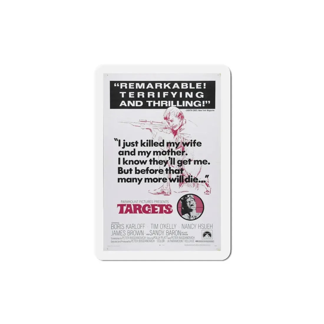 Targets 1968 Movie Poster Refrigerator Magnet 4 Inch - The Sticker Space