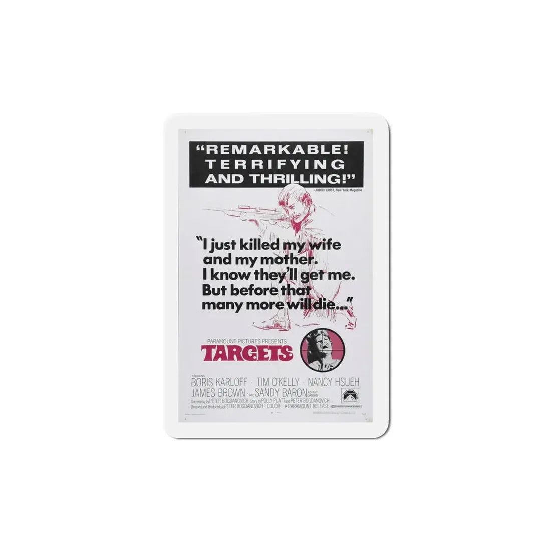 Targets 1968 Movie Poster Refrigerator Magnet 6 Inch - The Sticker Space