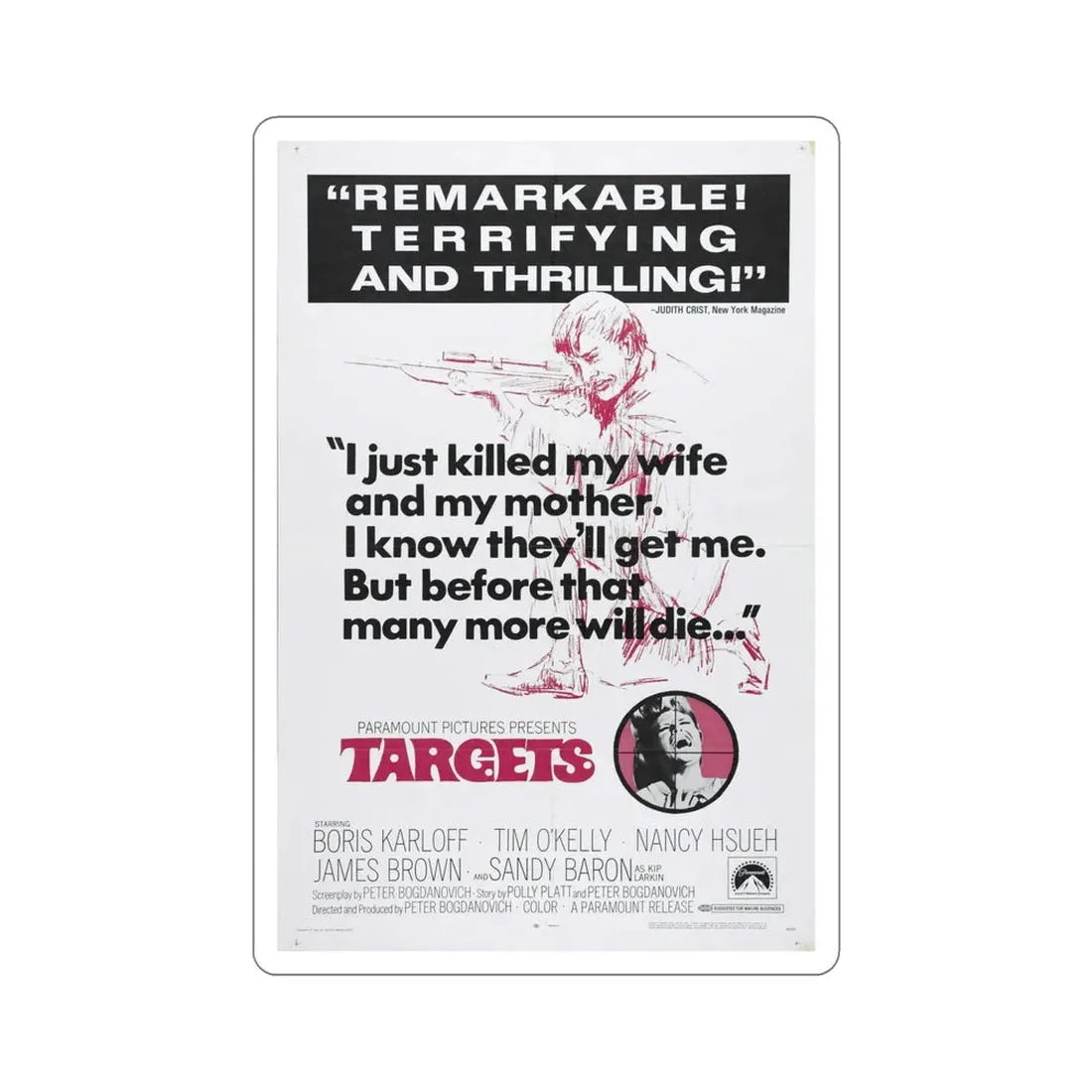 Targets 1968 Movie Poster STICKER Vinyl Die-Cut Decal 6 Inch - The Sticker Space