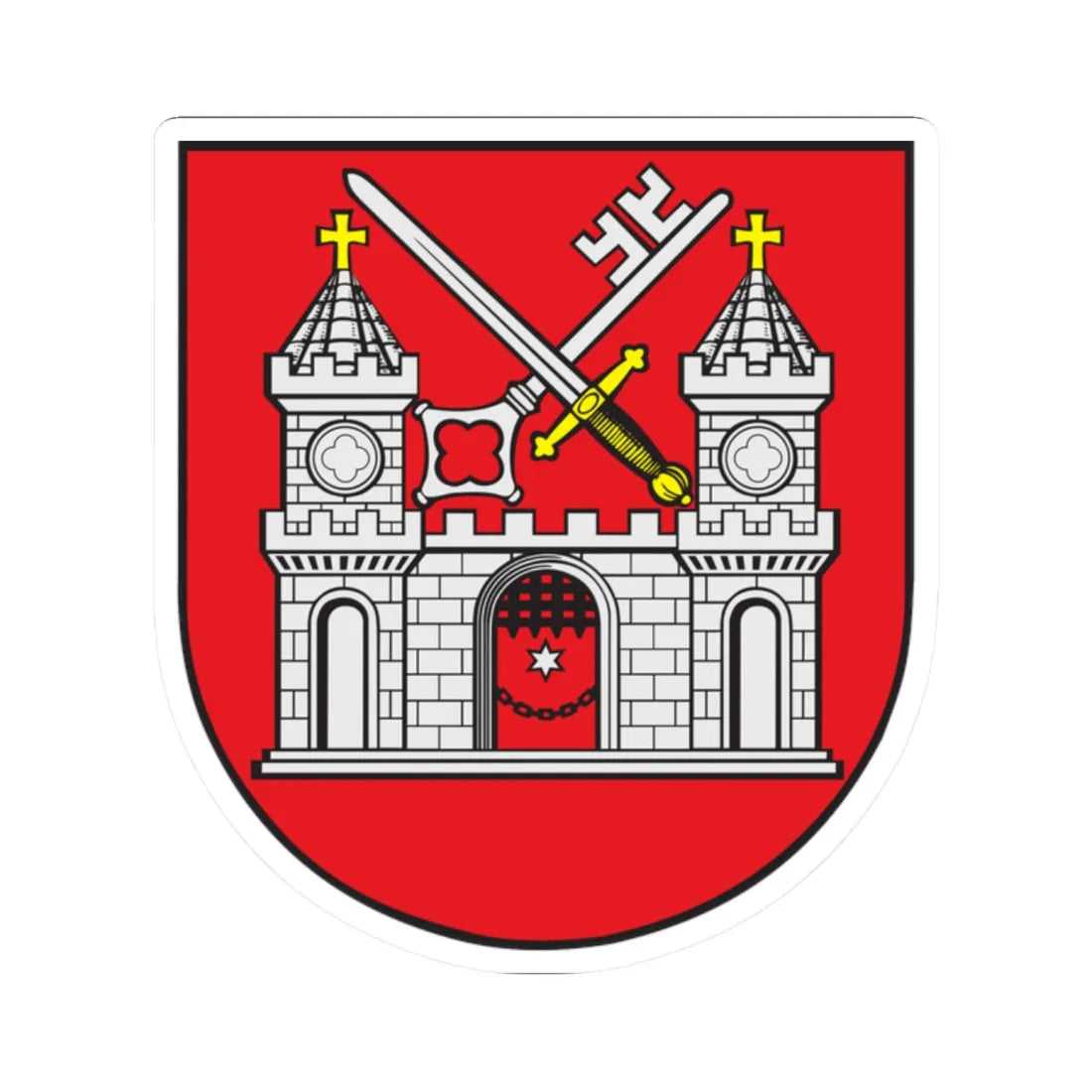 Tartu coat of arms (Estonia) (Coat of Arms) STICKER Vinyl Kiss-Cut Decal 2 Inch White - The Sticker Space
