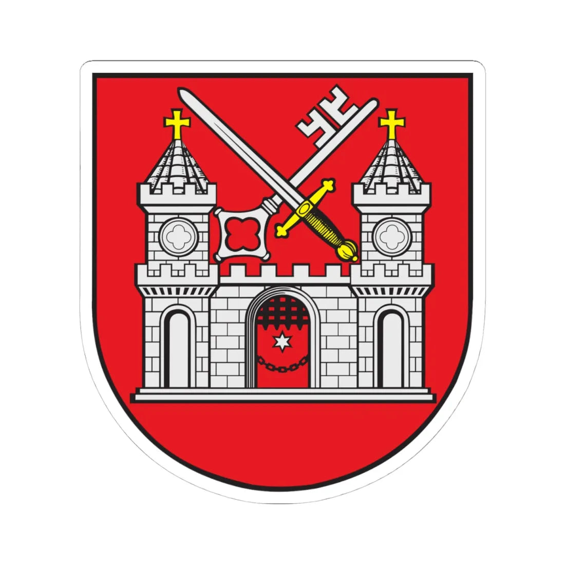 Tartu coat of arms (Estonia) (Coat of Arms) STICKER Vinyl Kiss-Cut Decal 4 Inch White - The Sticker Space