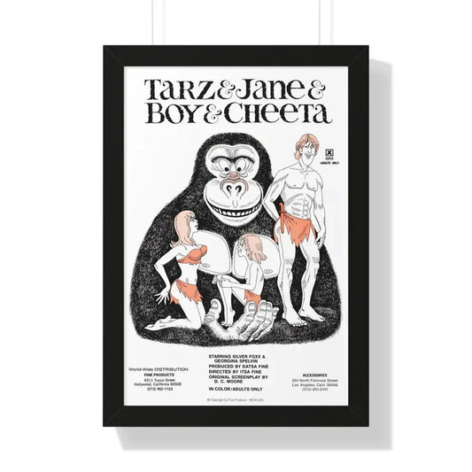 TARZ & BOY & JANE & CHEETAH 1975 - Framed Movie Poster 16″ x 24″ Black - The Sticker Space