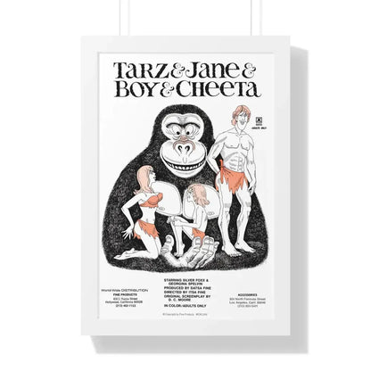 TARZ & BOY & JANE & CHEETAH 1975 - Framed Movie Poster 16″ x 24″ White - The Sticker Space