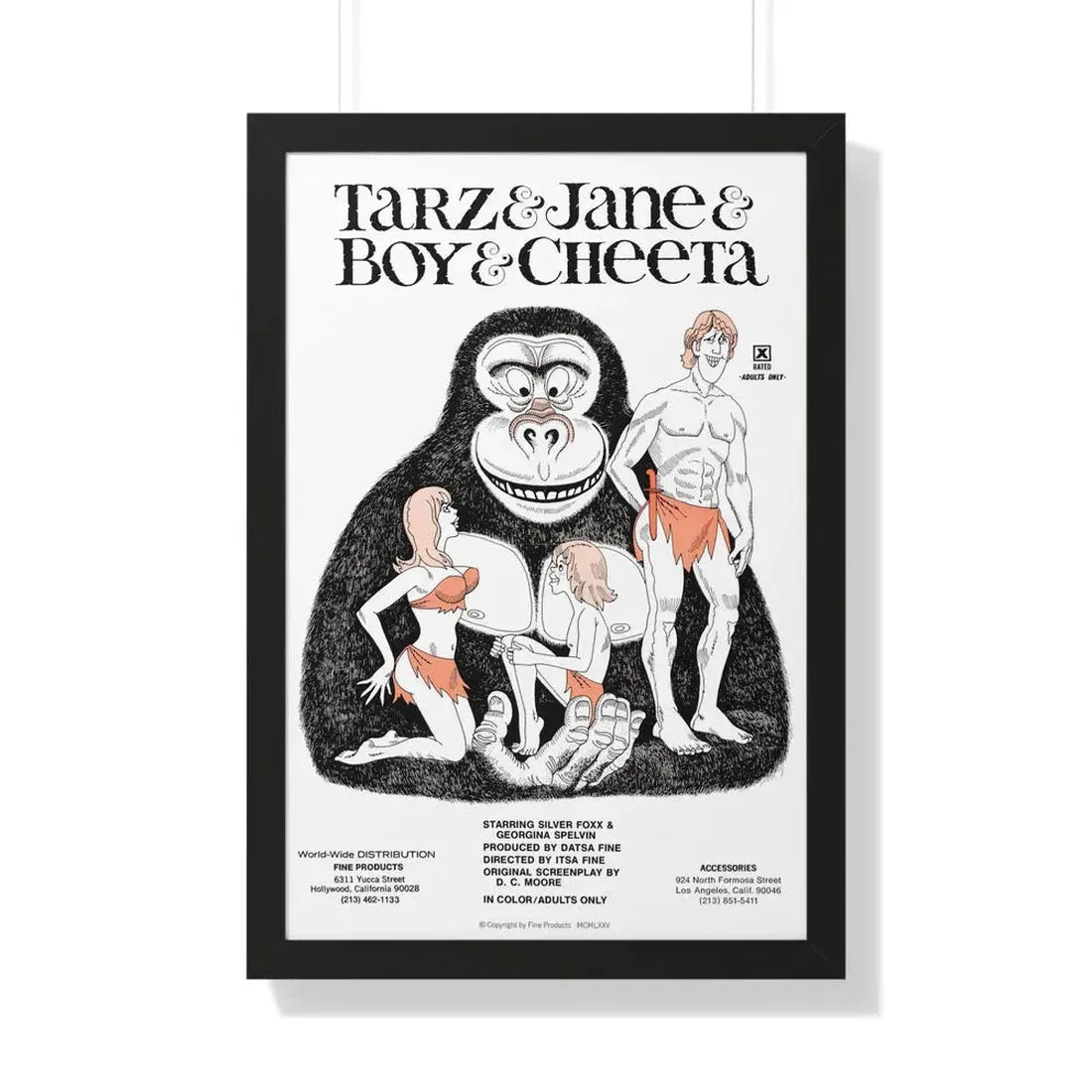 TARZ & BOY & JANE & CHEETAH 1975 - Framed Movie Poster 20" x 30" Black - The Sticker Space