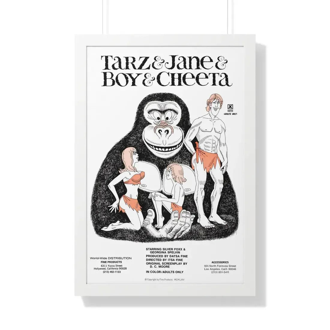TARZ & BOY & JANE & CHEETAH 1975 - Framed Movie Poster 20" x 30" White - The Sticker Space
