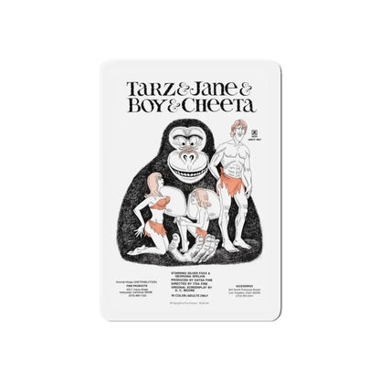 TARZ & BOY & JANE & CHEETAH 1975 Movie Poster - Refrigerator Magnet 4 Inch Die-Cut - The Sticker Space