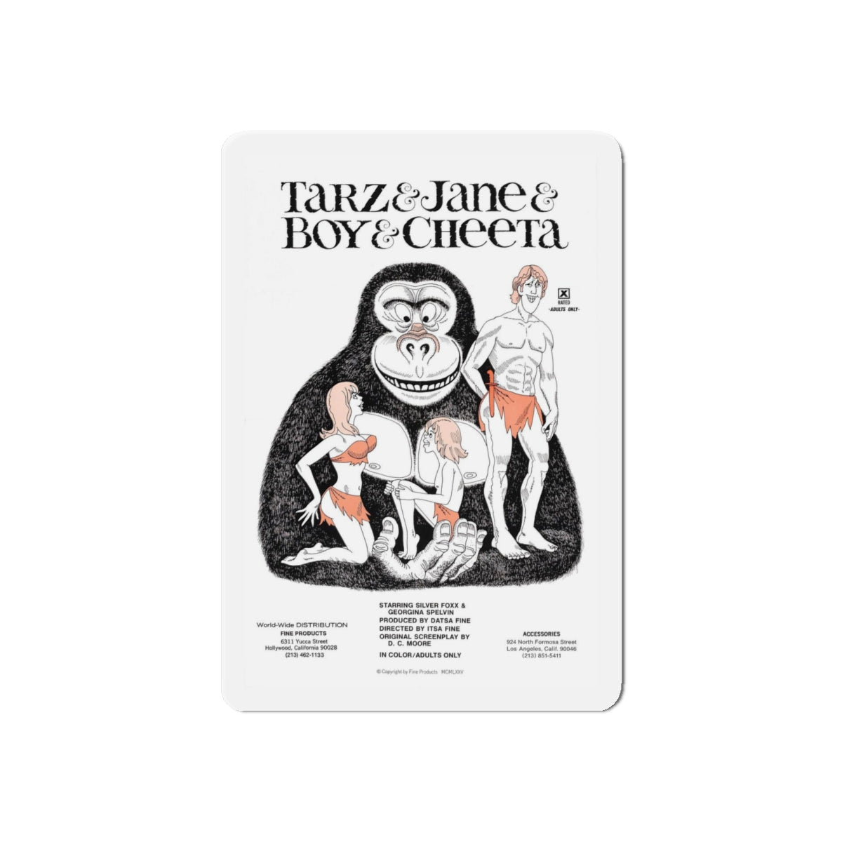 TARZ & BOY & JANE & CHEETAH 1975 Movie Poster - Refrigerator Magnet-4" x 4"-The Sticker Space