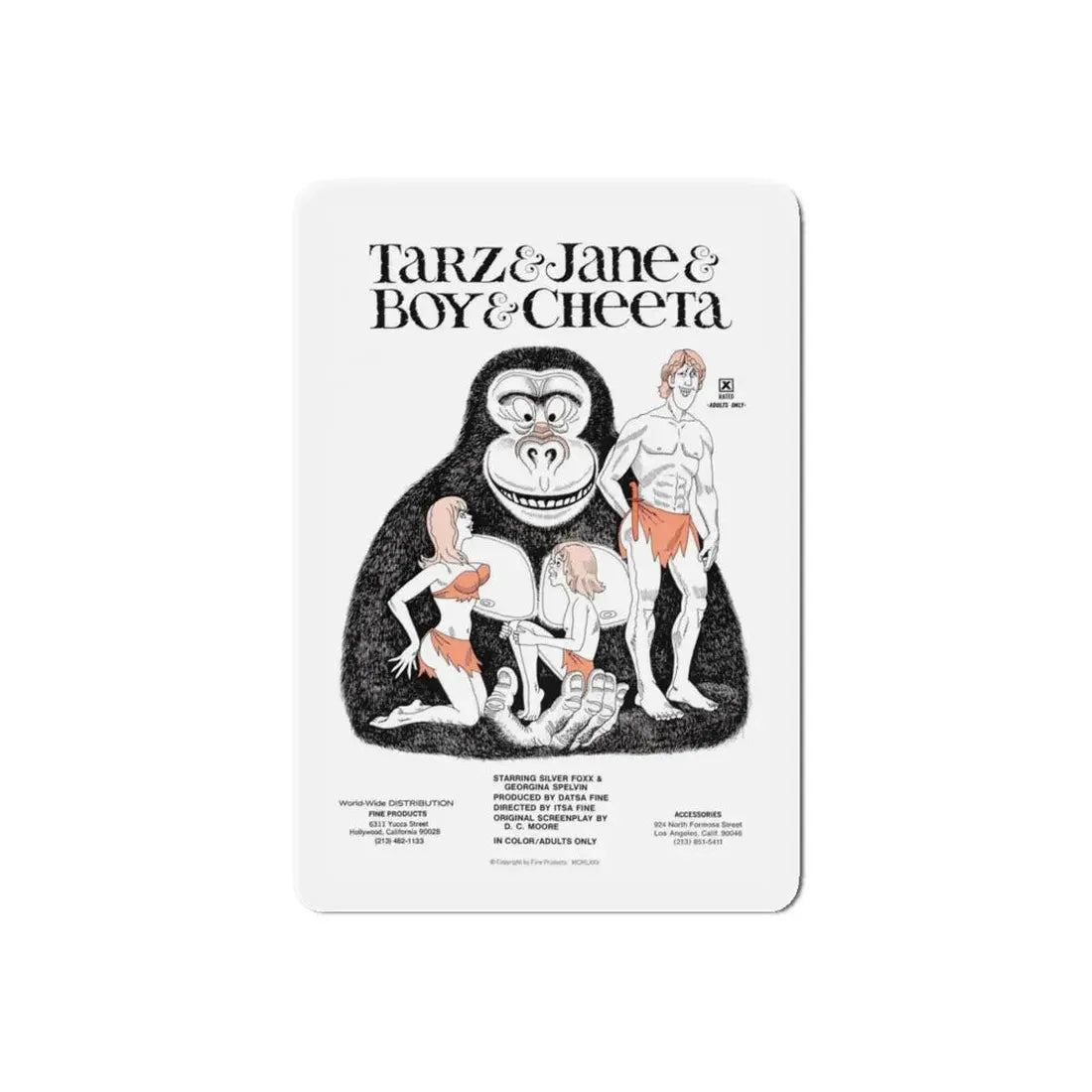 TARZ & BOY & JANE & CHEETAH 1975 Movie Poster - Refrigerator Magnet 6 Inch Die-Cut - The Sticker Space
