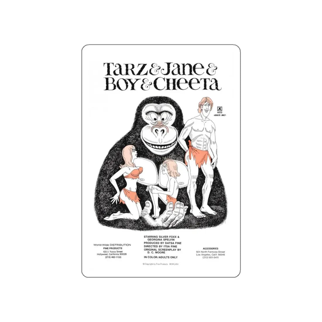 TARZ & BOY & JANE & CHEETAH 1975 Movie Poster STICKER Vinyl Die-Cut Decal 4 Inch - The Sticker Space
