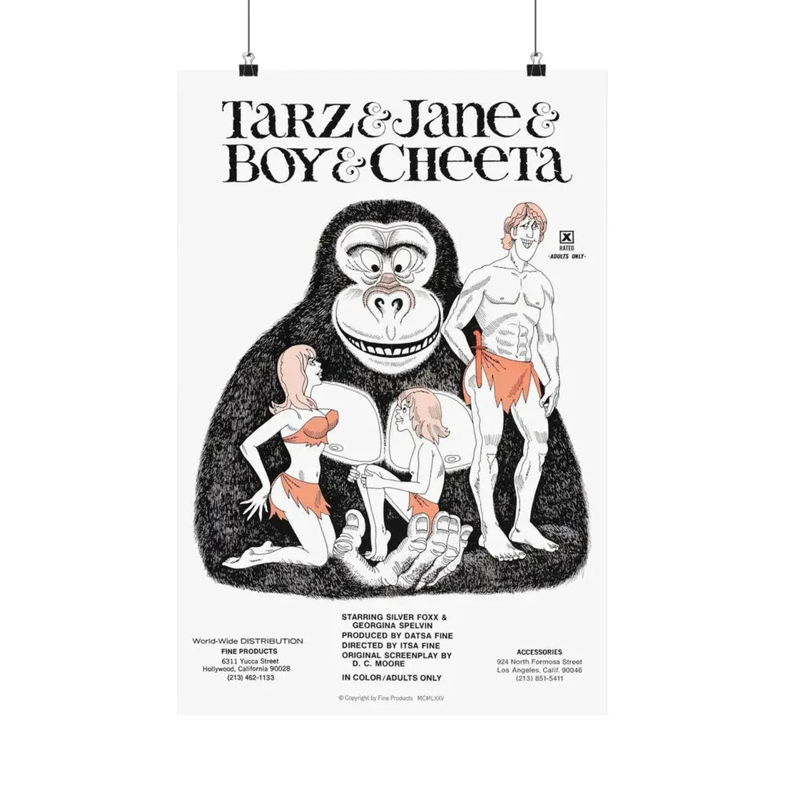 TARZ & BOY & JANE & CHEETAH 1975 - Paper Movie Poster 16″ x 24″ Matte - The Sticker Space