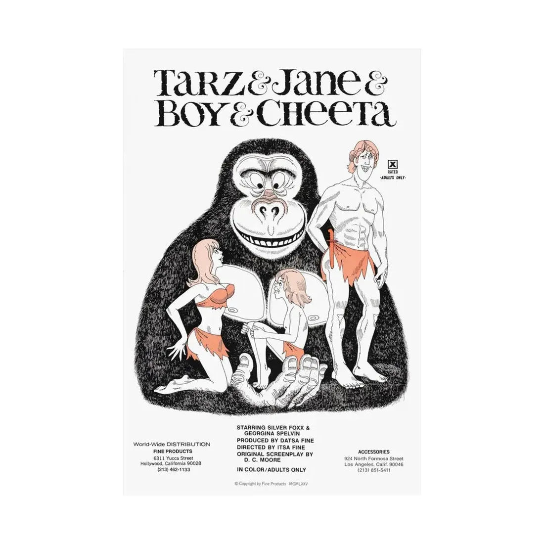 TARZ & BOY & JANE & CHEETAH 1975 - Paper Movie Poster - The Sticker Space