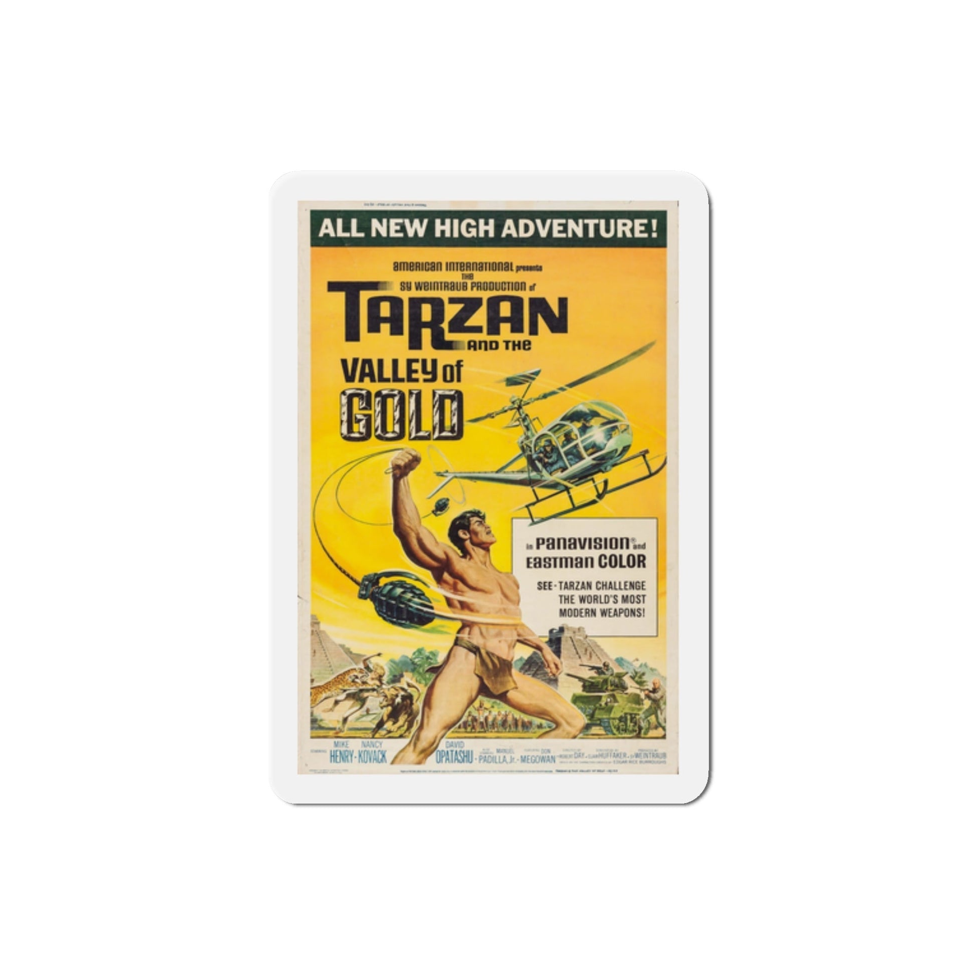 Tarzan and the Valley of Gold 1966 Movie Poster Die-Cut Magnet-2 Inch-The Sticker Space