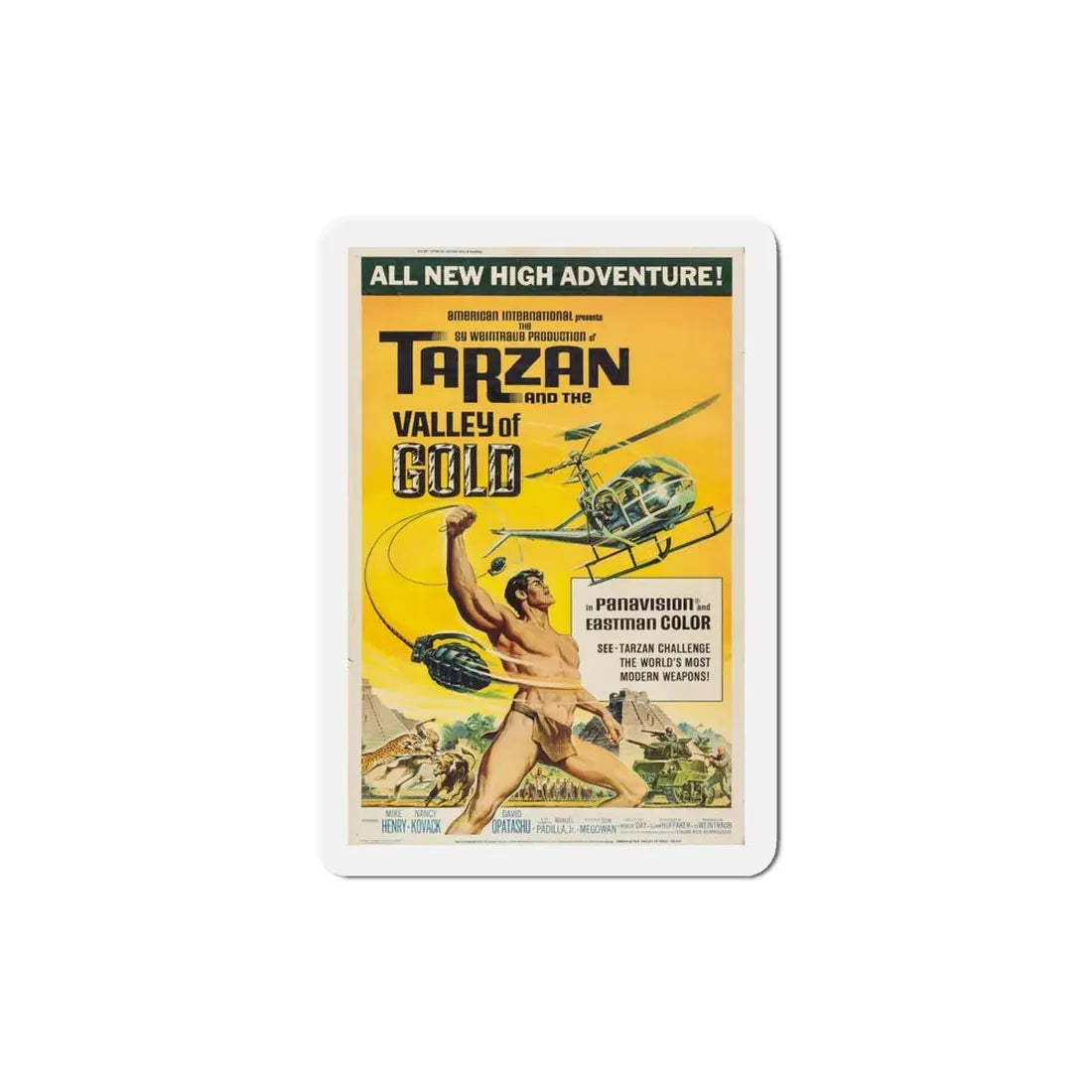 Tarzan and the Valley of Gold 1966 Movie Poster Refrigerator Magnet 4 Inch - The Sticker Space