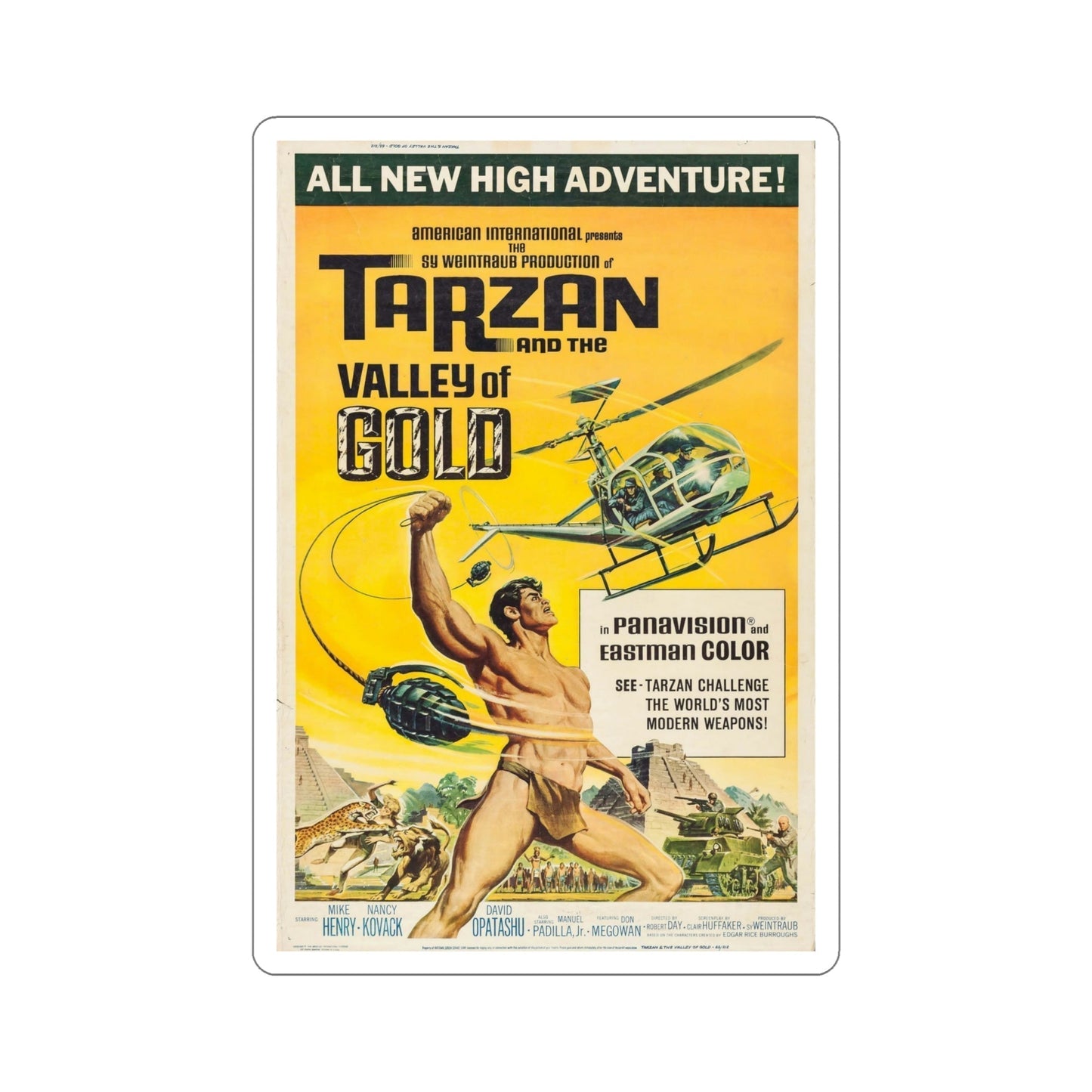 Tarzan and the Valley of Gold 1966 Movie Poster STICKER Vinyl Die-Cut Decal-5 Inch-The Sticker Space