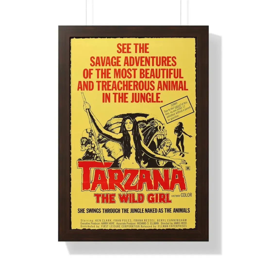 TARZANA THE WILD GIRL 1969 - Framed Movie Poster 16″ x 24″ Walnut - The Sticker Space