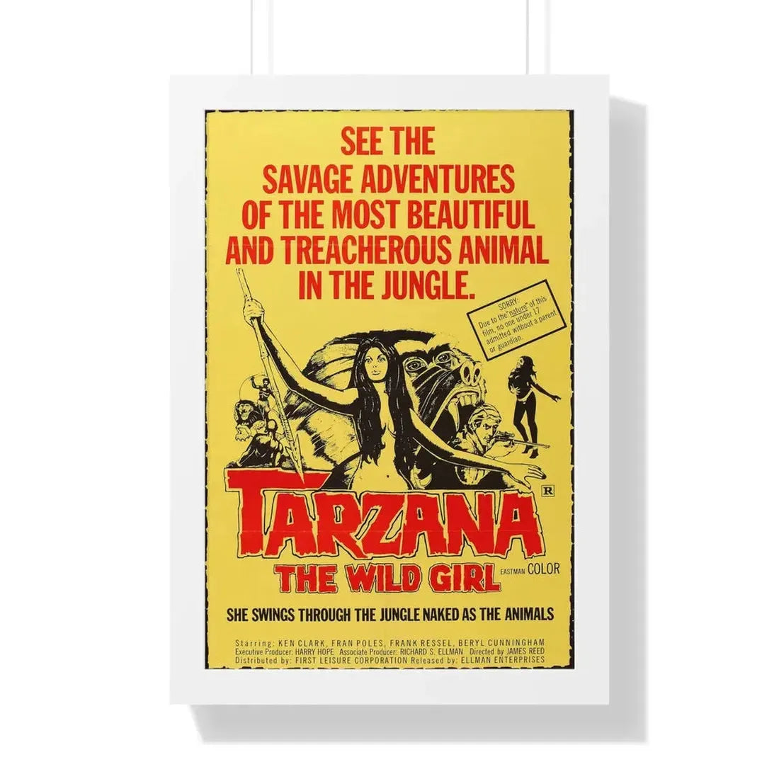TARZANA THE WILD GIRL 1969 - Framed Movie Poster 16″ x 24″ White - The Sticker Space