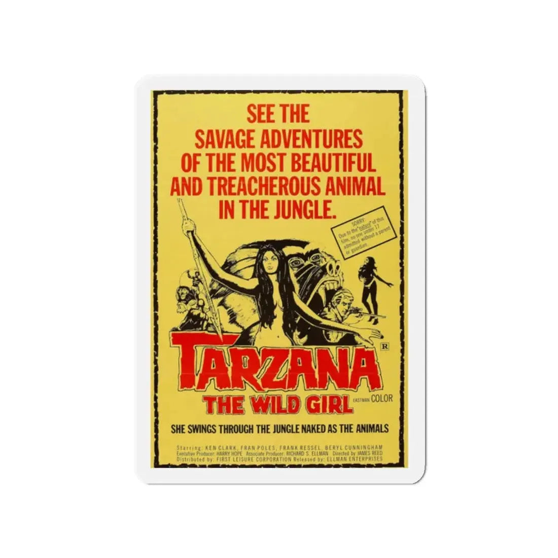 TARZANA THE WILD GIRL 1969 Movie Poster - Refrigerator Magnet 2 Inch Die-Cut - The Sticker Space