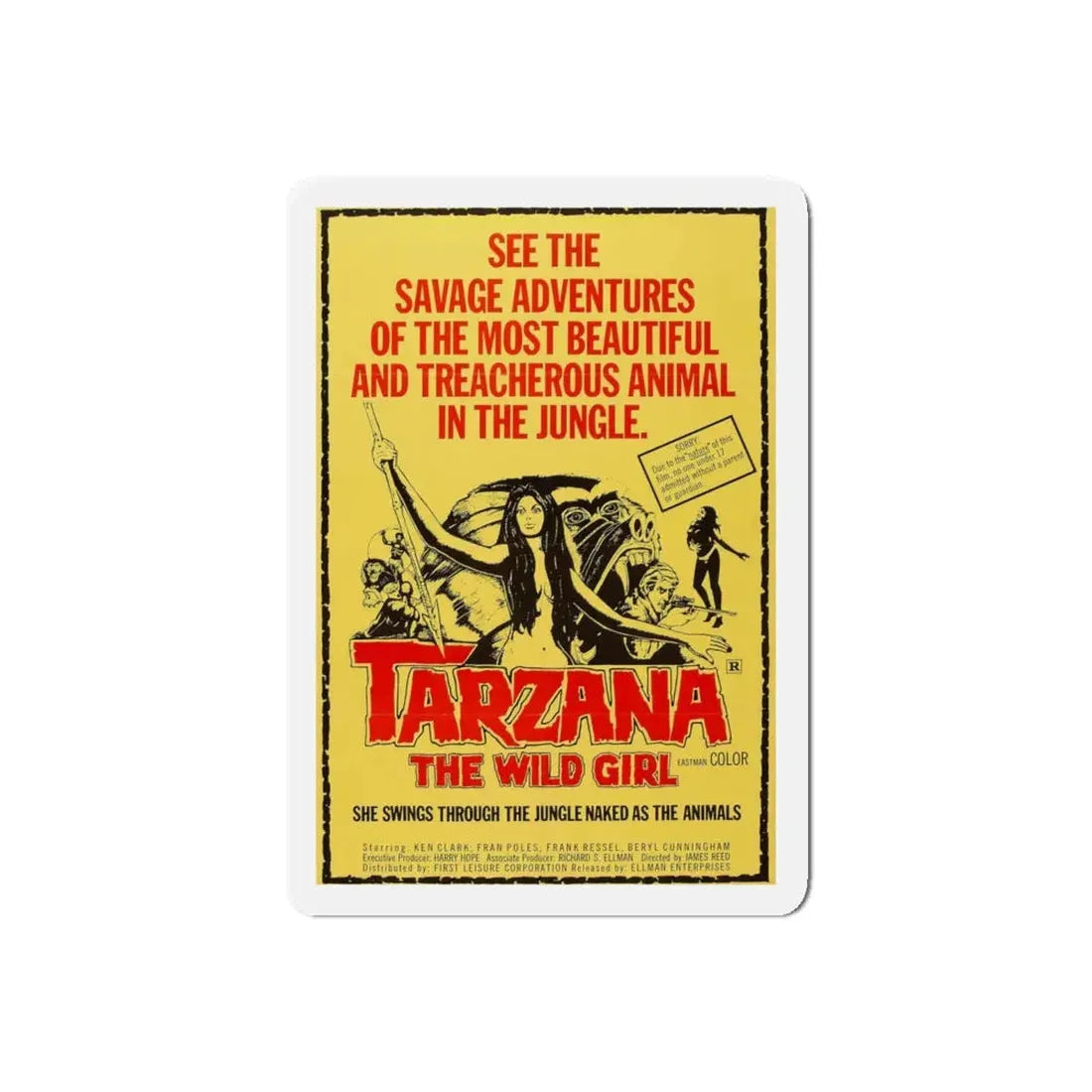 TARZANA THE WILD GIRL 1969 Movie Poster - Refrigerator Magnet 5 Inch Die-Cut - The Sticker Space