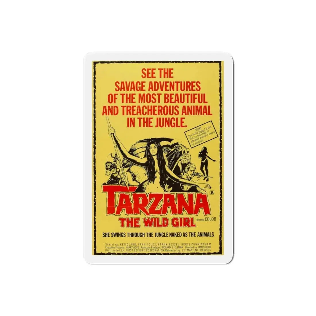 TARZANA THE WILD GIRL 1969 Movie Poster - Refrigerator Magnet 6 Inch Die-Cut - The Sticker Space