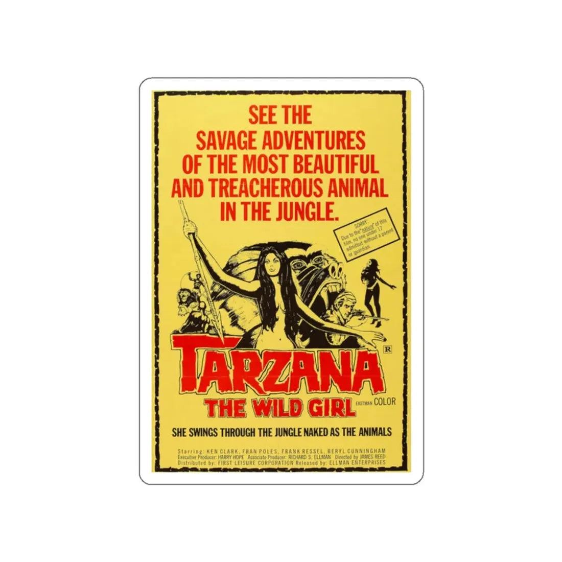 TARZANA THE WILD GIRL 1969 Movie Poster STICKER Vinyl Die-Cut Decal 2 Inch - The Sticker Space
