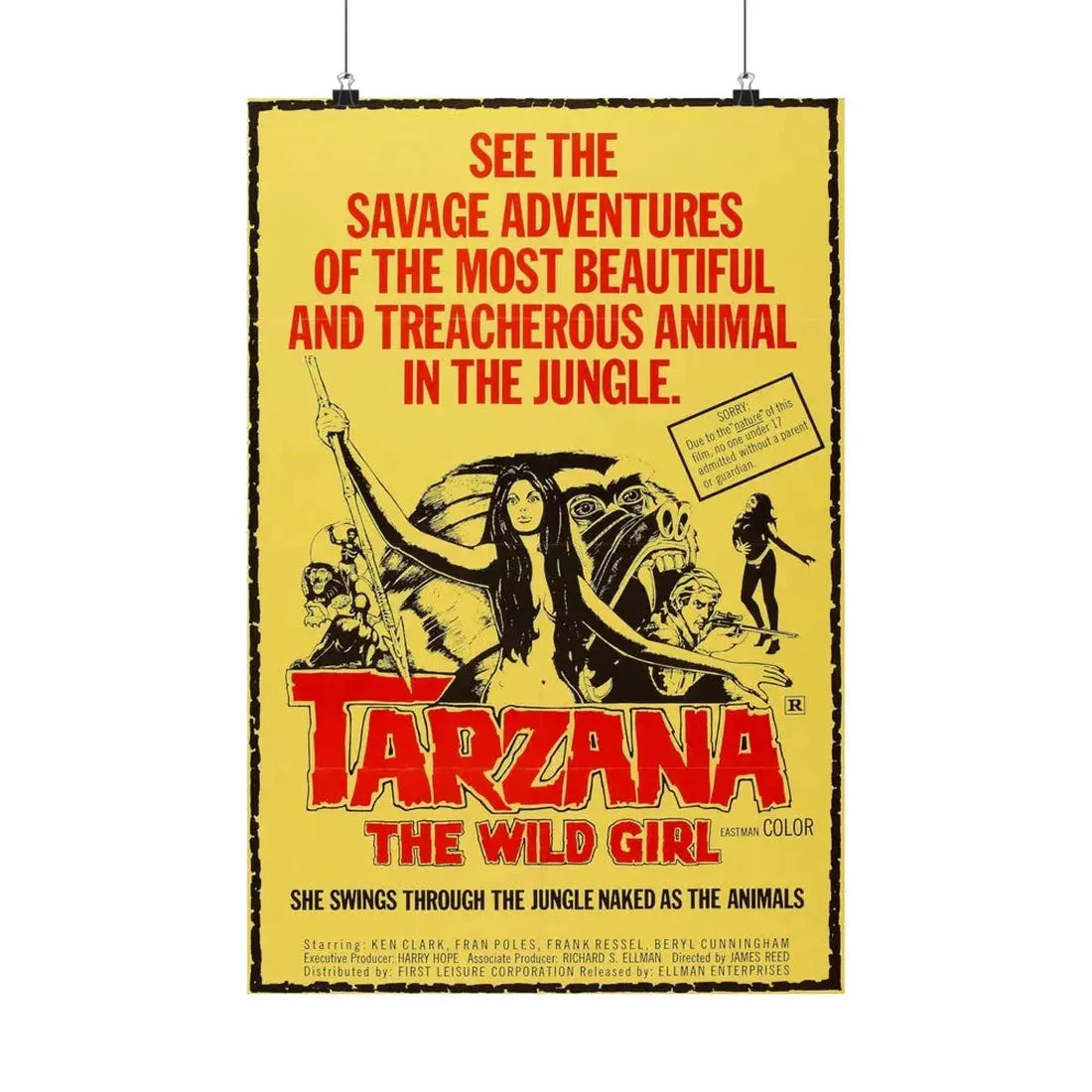 TARZANA THE WILD GIRL 1969 - Paper Movie Poster 16″ x 24″ Matte - The Sticker Space