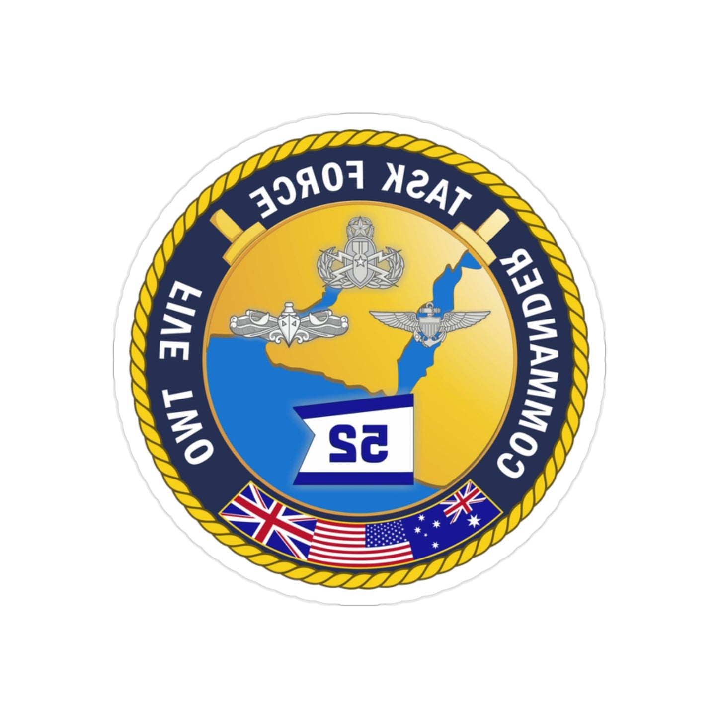 Task Force Five Two (U.S. Navy) REVERSE PRINT Transparent STICKER-2" × 2"-The Sticker Space