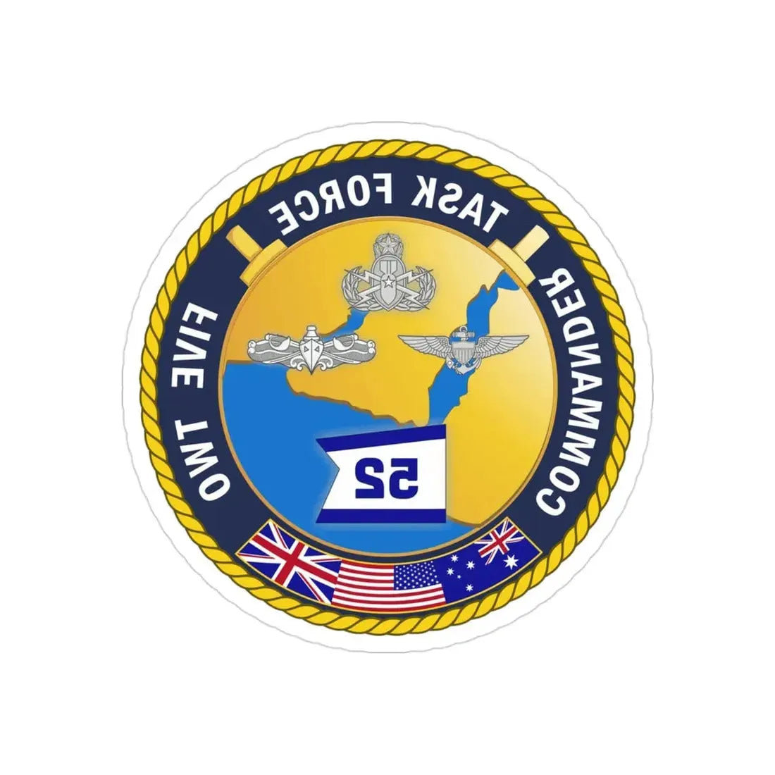 Task Force Five Two (U.S. Navy) REVERSE PRINT Transparent Die-Cut STICKER 3 Inch Die-Cut Transparent - The Sticker Space