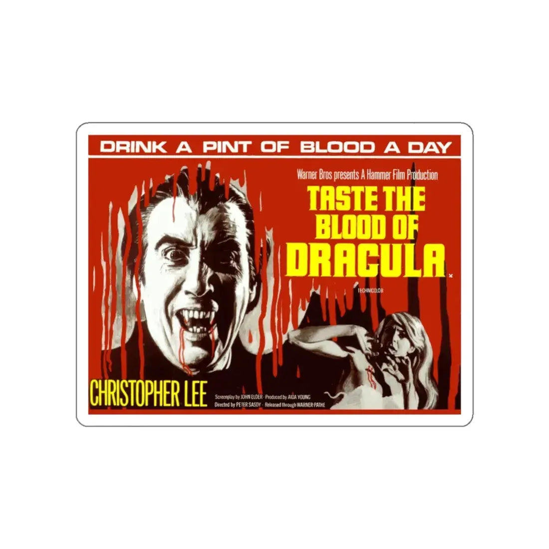 TASTE THE BLOOD OF DRACULA 1970 Movie Poster STICKER Vinyl Die-Cut Decal 4 Inch - The Sticker Space